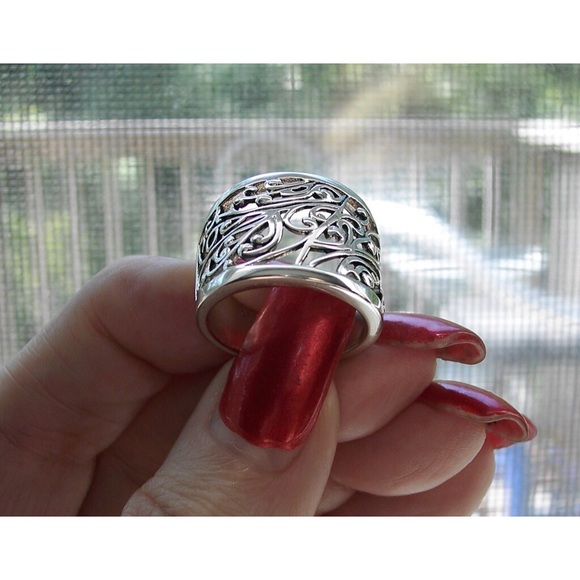 925 STERLING SILVER Vines & Scrolls Band Ring - Picture 7 of 15